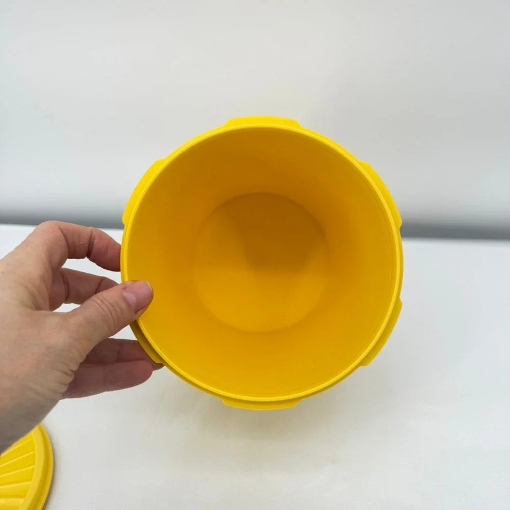 VTG Tupperware‎ Servalier Canister Yellow Sunburst Medallion Retro Kitchen